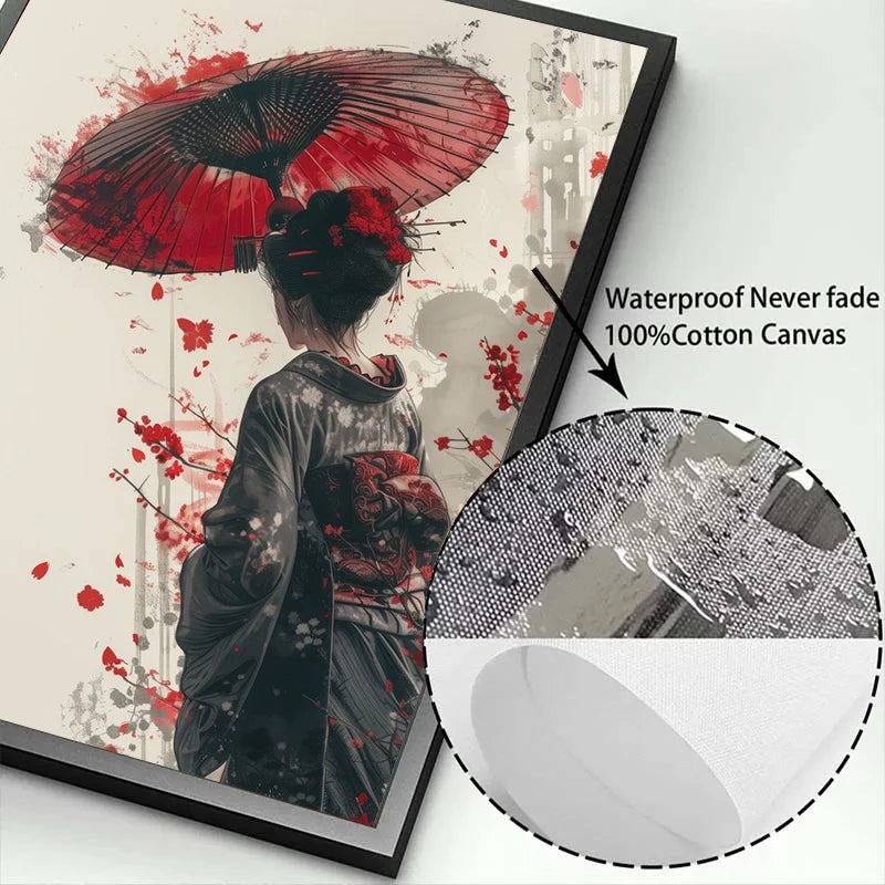 Japanese Canvas Wall Art Print | Samurai, Geisha, Sakura & Torii Gate
