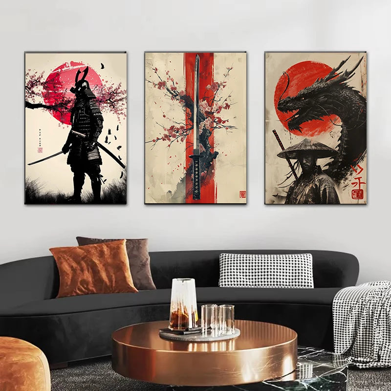 Japanese Canvas Wall Art Print | Samurai, Geisha, Sakura & Torii Gate