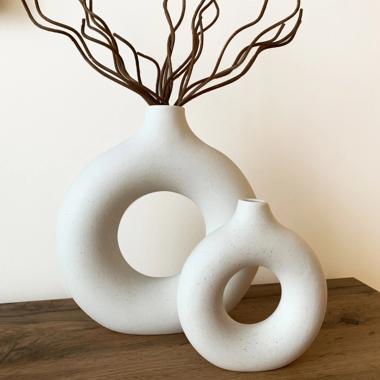 Nordic Hollow Ceramic Vase | Minimalist Round Flower Pot