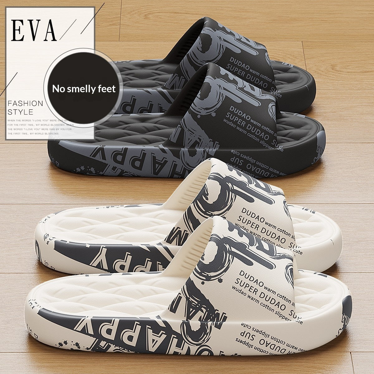 Graffiti Print Slide Slippers | Thick-Sole Streetwear House Shoes