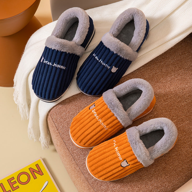 Cozy Corduroy & Faux Rabbit Fur Slippers | Couples Matching Slippers