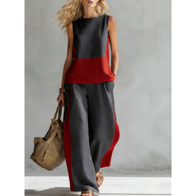Printed Retro Casual Two-Piece Set