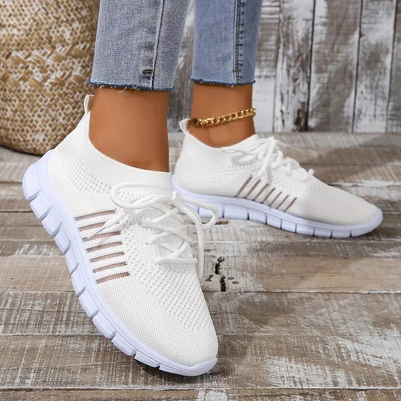 High-Cut Platform Sneakers | Breathable Lace-Up Casual Shoes for Women
