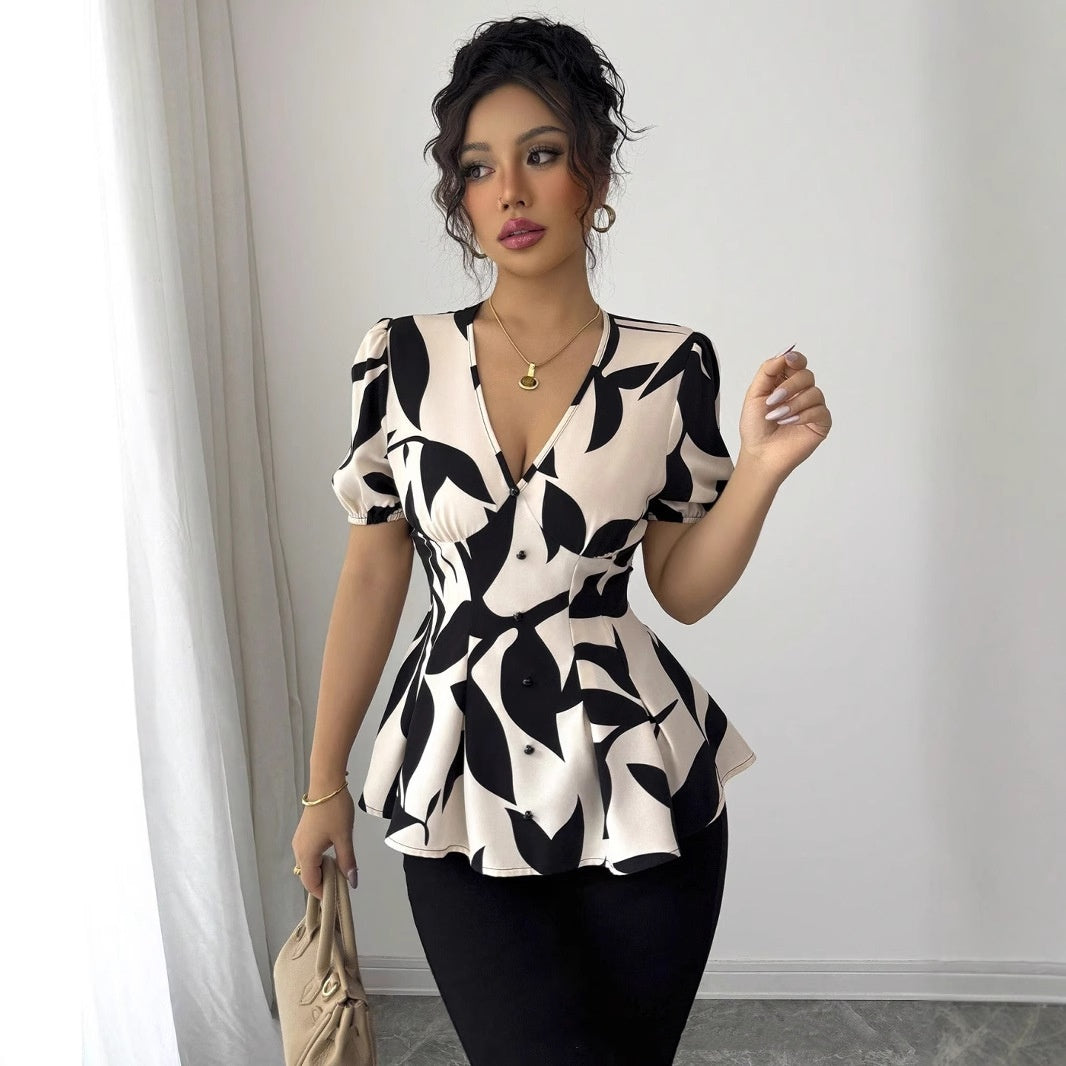 Women's Printed Short-Sleeve Shirt | Chic Summer Top