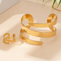 Geometric Hollow-Out Bracelet & Ring Set