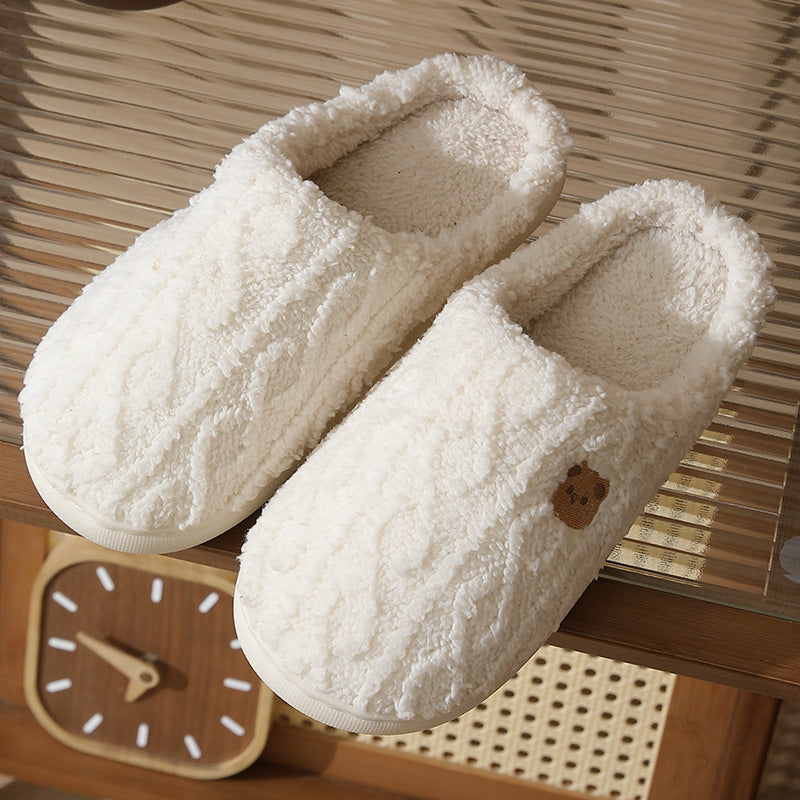 Plaid Plush Slippers | Thick-Sole Warm Indoor House Shoes