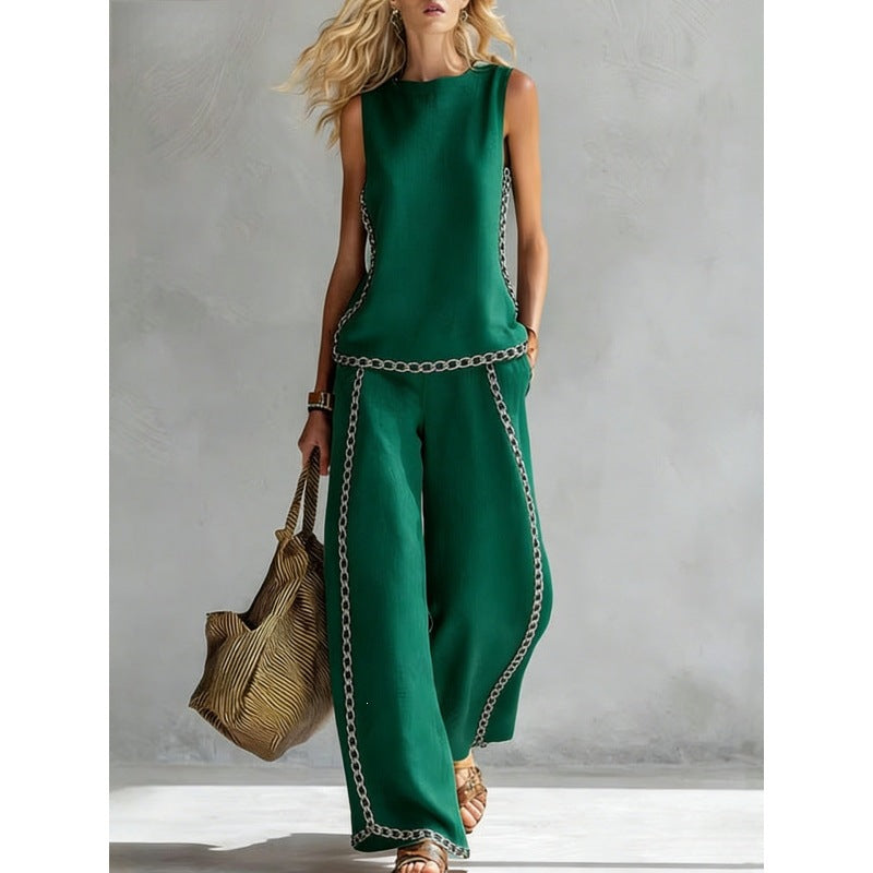 Printed Retro Casual Two-Piece Set