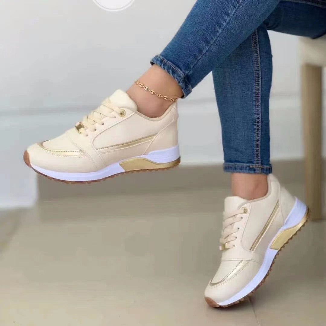 Casual Lace-Up Flat Sneakers | Sporty Walking Shoes for Women