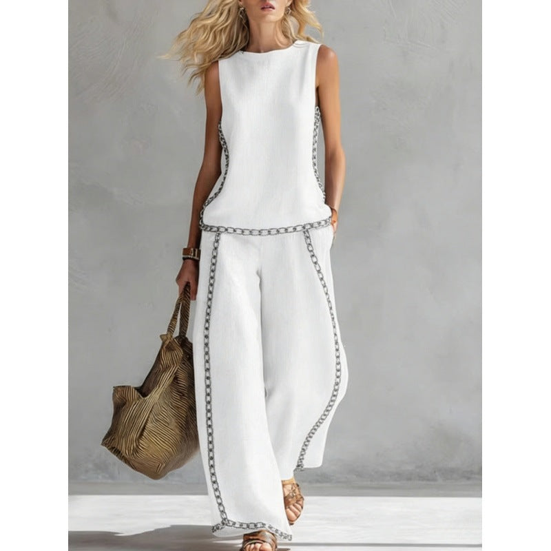 Printed Retro Casual Two-Piece Set