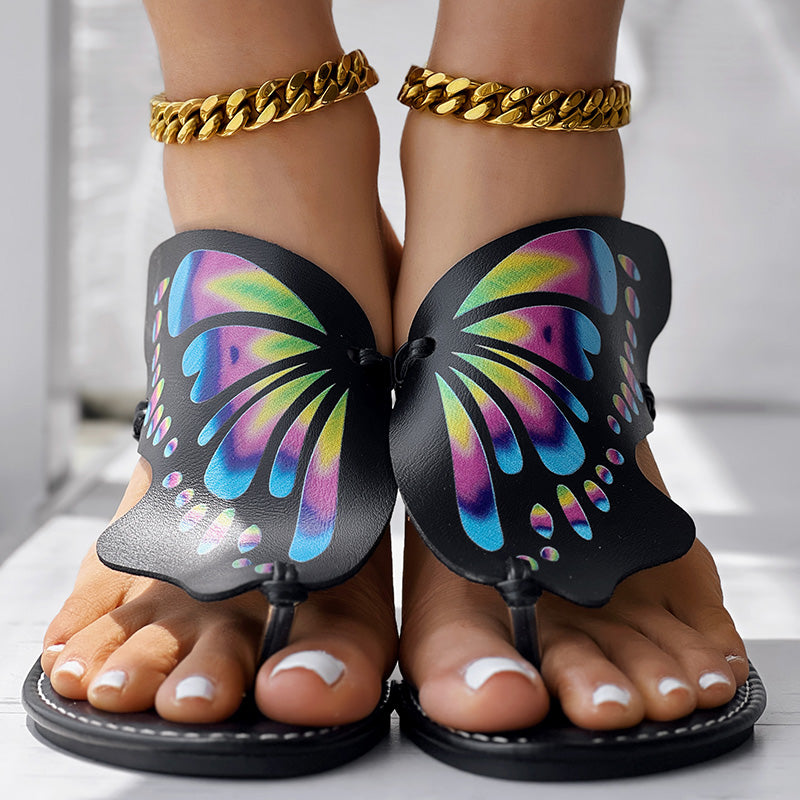 Butterfly Print Flip Flops | Comfortable Summer Beach Shoes for Women