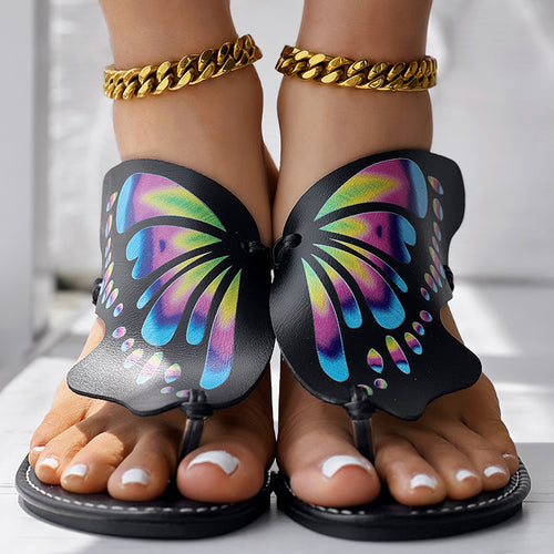 Butterfly Print Flip Flops | Comfortable Summer Beach Shoes for Women