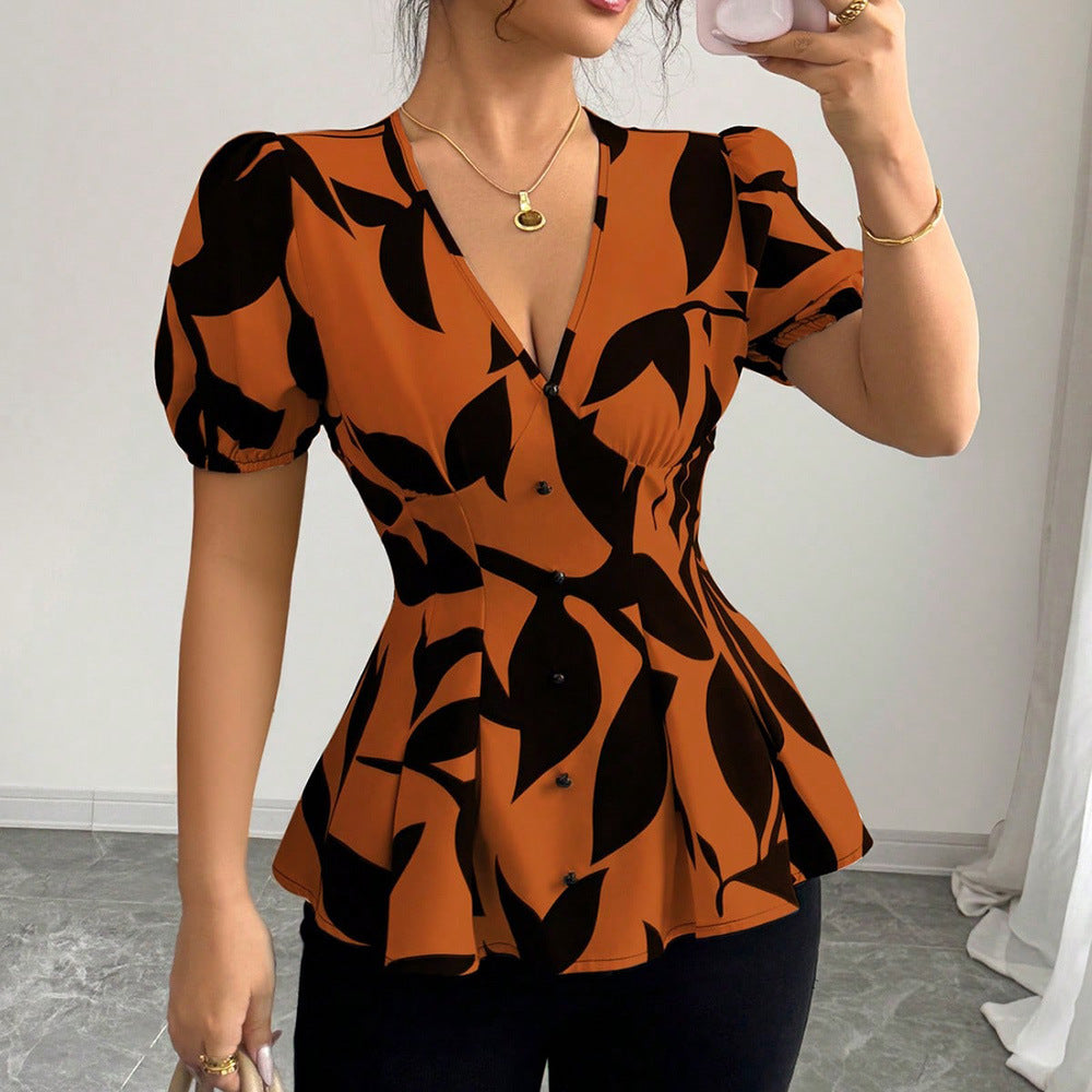 Women's Printed Short-Sleeve Shirt | Chic Summer Top