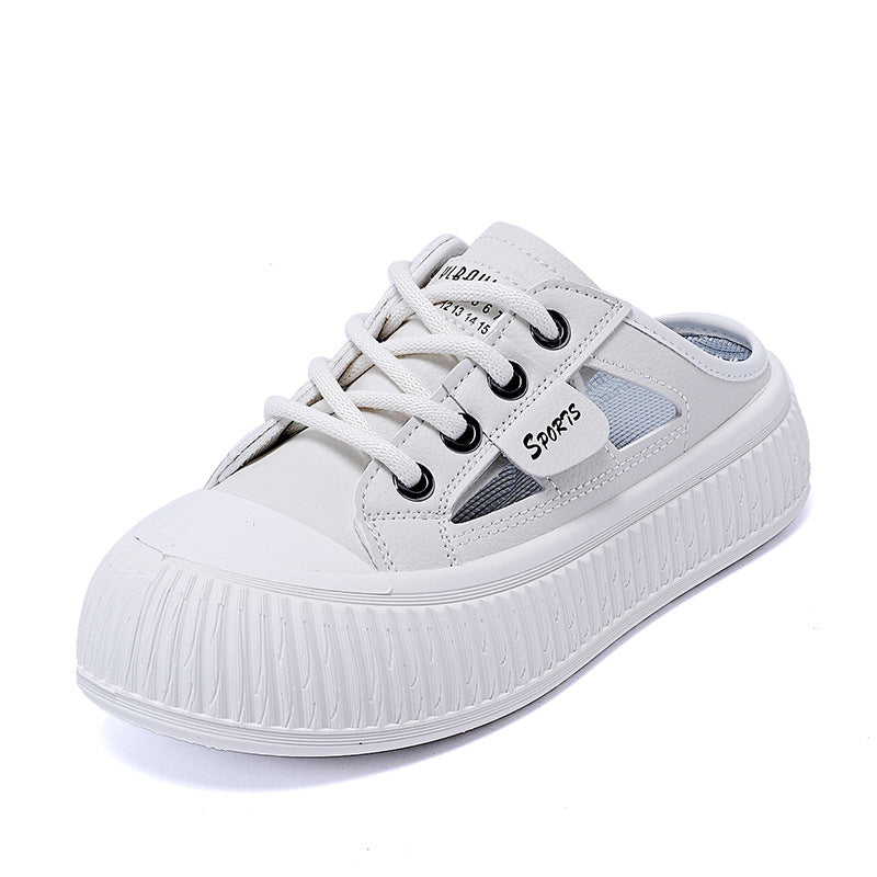 Breathable Slide-On Sneaker Slippers | Thick-Sole Half Sneakers