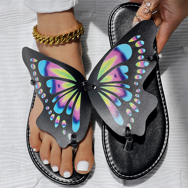 Butterfly Print Flip Flops | Comfortable Summer Beach Shoes for Women
