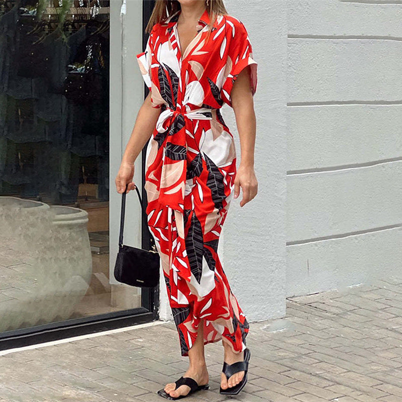 Collared High-Waist Shirt Midi Dress
