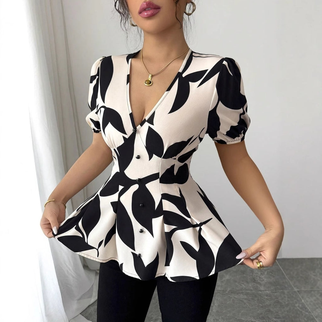Women's Printed Short-Sleeve Shirt | Chic Summer Top