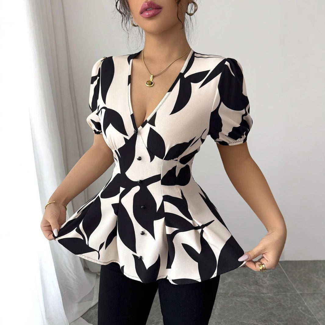Women's Printed Short-Sleeve Shirt | Chic Summer Top