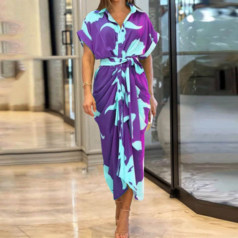 Collared High-Waist Shirt Midi Dress