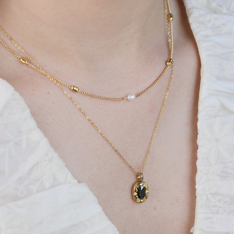 18K Gold Pearl & Rice Bead Choker Necklace | Luxury Layered Style