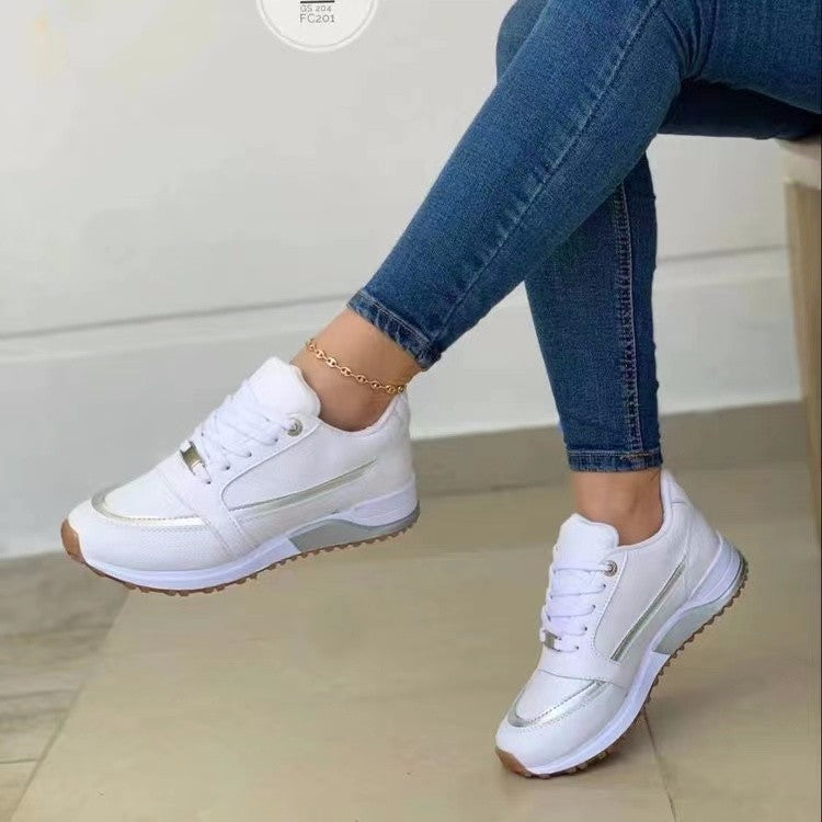 Casual Lace-Up Flat Sneakers | Sporty Walking Shoes for Women
