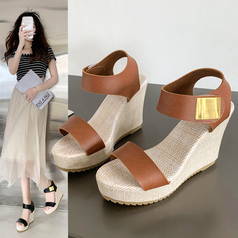 Wedge High-Heeled Sandals | Thick-Sole Summer Heels for Women