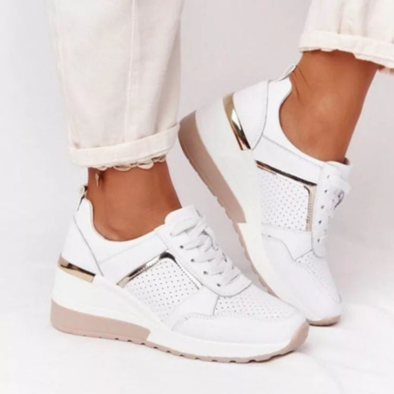 Plus Size Platform Dad Shoes | Lace-Up Wedge Sport Sneakers for Women