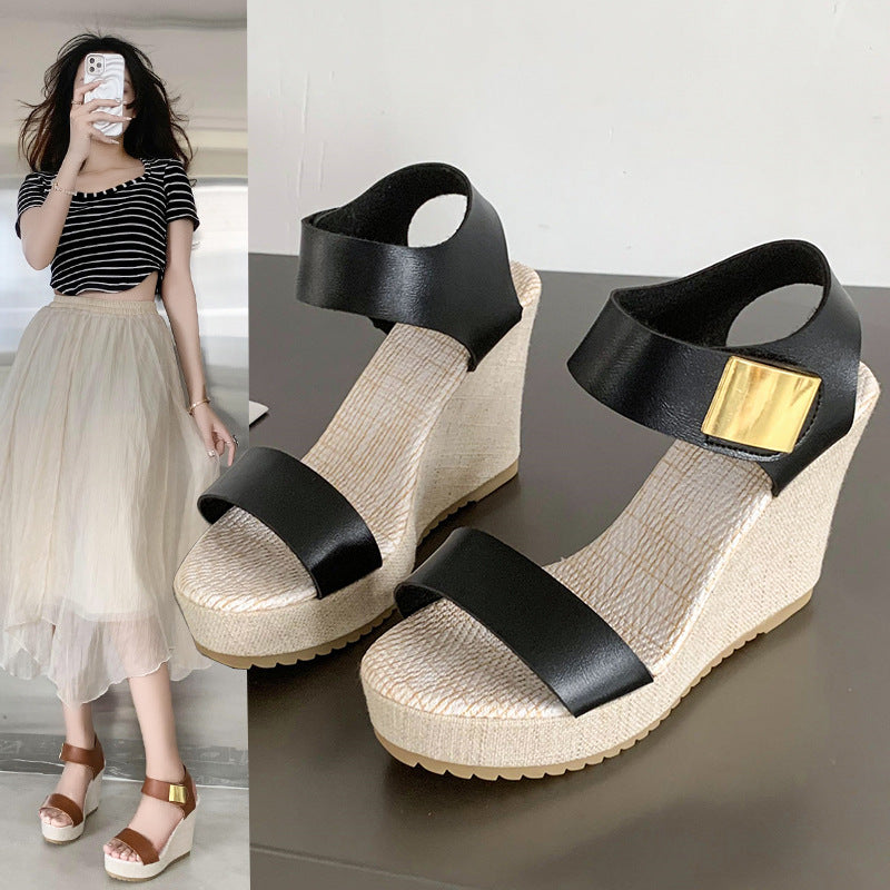 Wedge High-Heeled Sandals | Thick-Sole Summer Heels for Women